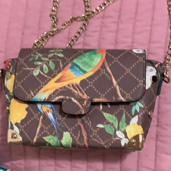 Handbags - Floral Bird Print Crossbody Bag